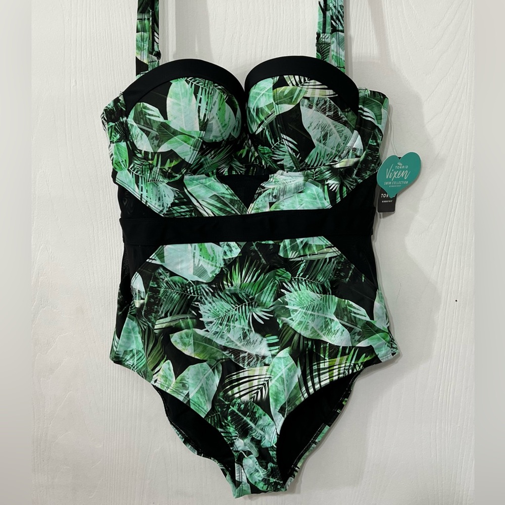 Torrid Palm Mesh Cutout Vixen One Piece Swimsuit 0x